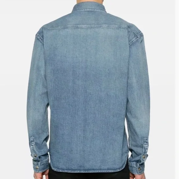 SAINT LAURENT YSL logo embroidered denim shirt - Picture 5 of 5